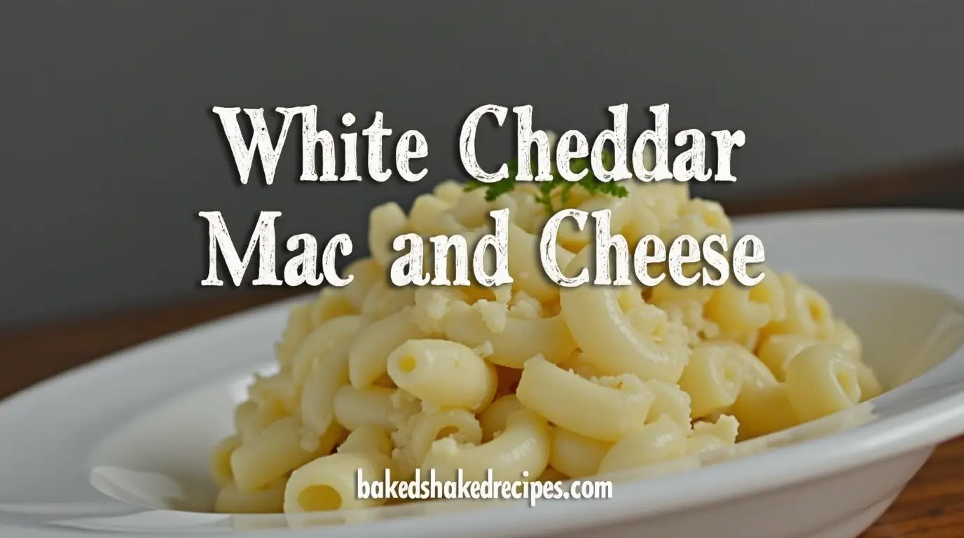 Creamy white cheddar mac and cheese served with crispy edges and fresh herbs, perfect for comfort food lovers.