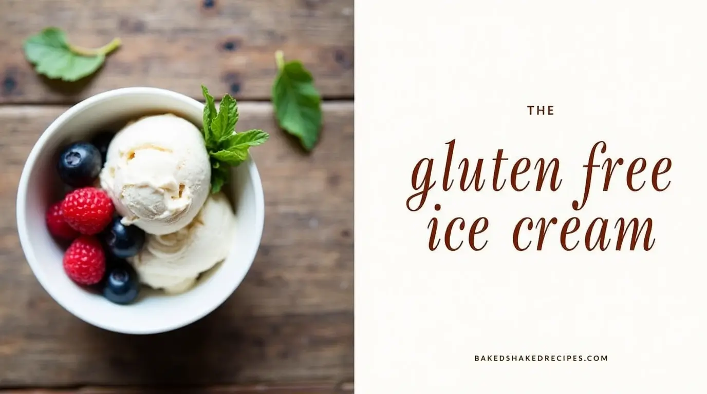 7 Amazing Gluten Free Ice Cream Recipes You Need in 2025 (So Creamy!) 1 A visually appealing image split into two sections: one side featuring a bowl of creamy, gluten free ice cream garnished with fresh berries, and the other side displaying bold rustic text and website information.
