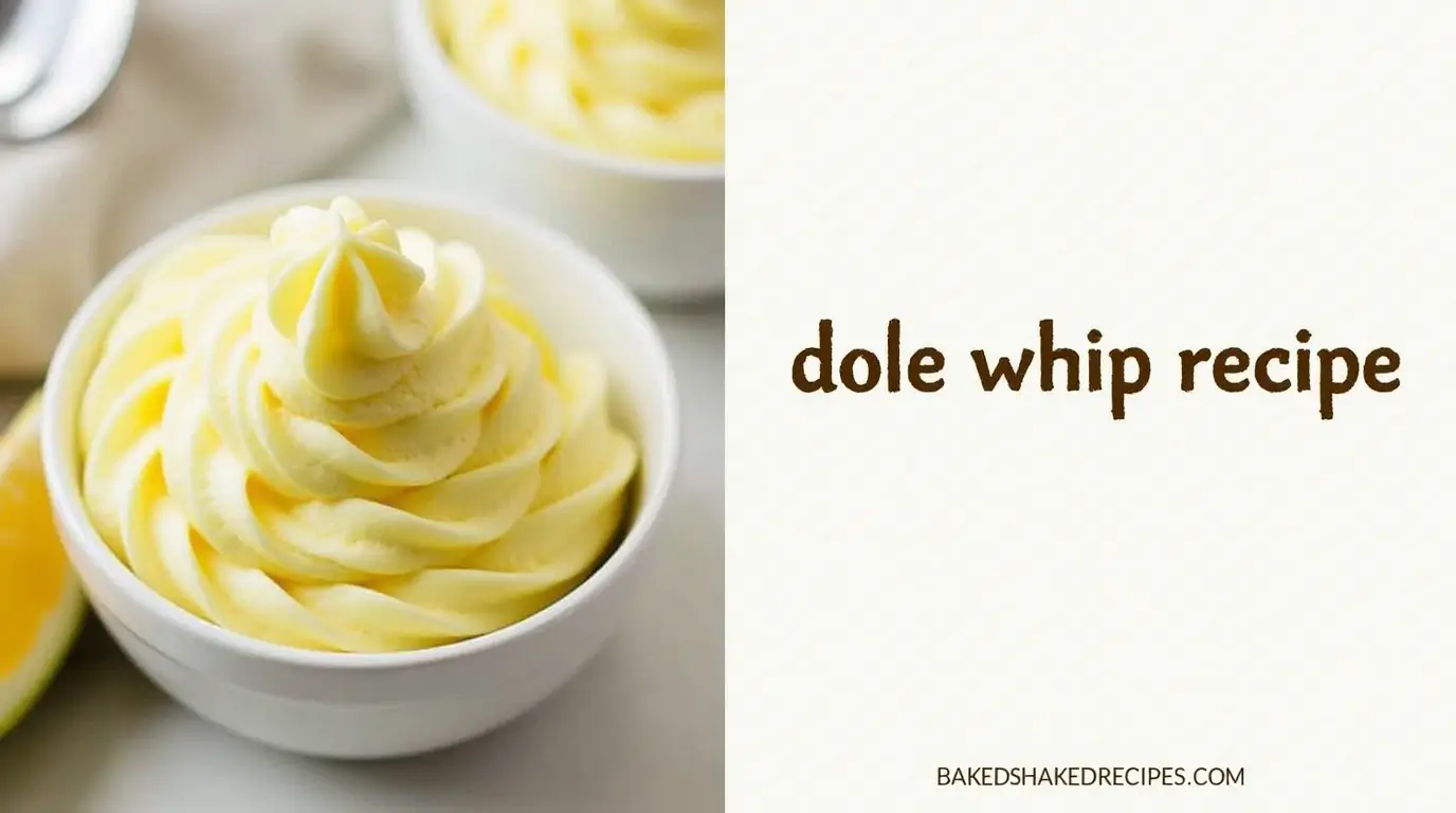 Dole Whip Recipe: 5 Simple Steps for a Comforting Dessert 1 A visually divided image featuring a creamy, swirled dole whip on one side and a clear, minimalist recipe layout on the other.