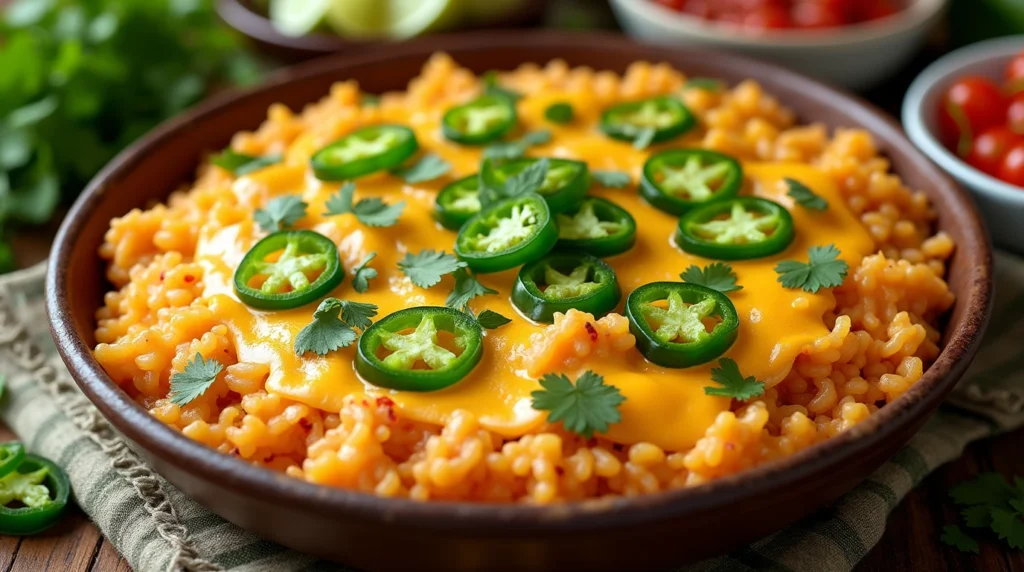 Vegan Jalapeno Cheese Rice Casserole: How to Make It Perfect in 5 Simple Steps 4 Vegan jalapeno cheese rice casserole served with fresh herbs, lime wedges, and salsa.